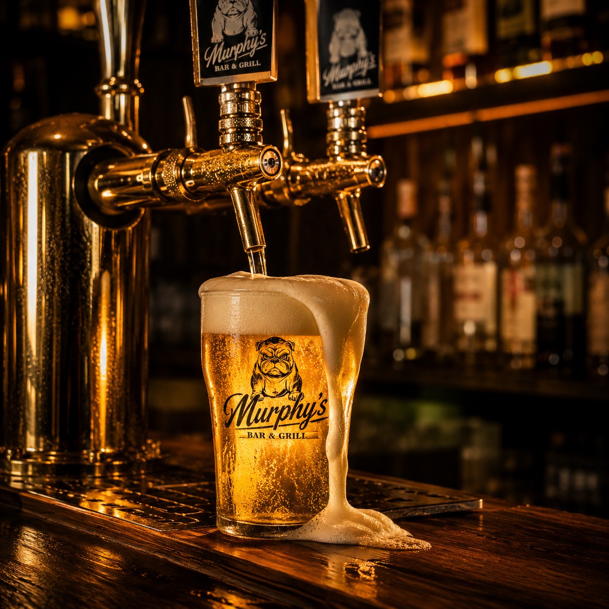 Craft Beer Zapfhähne an der Bar von Murphy's